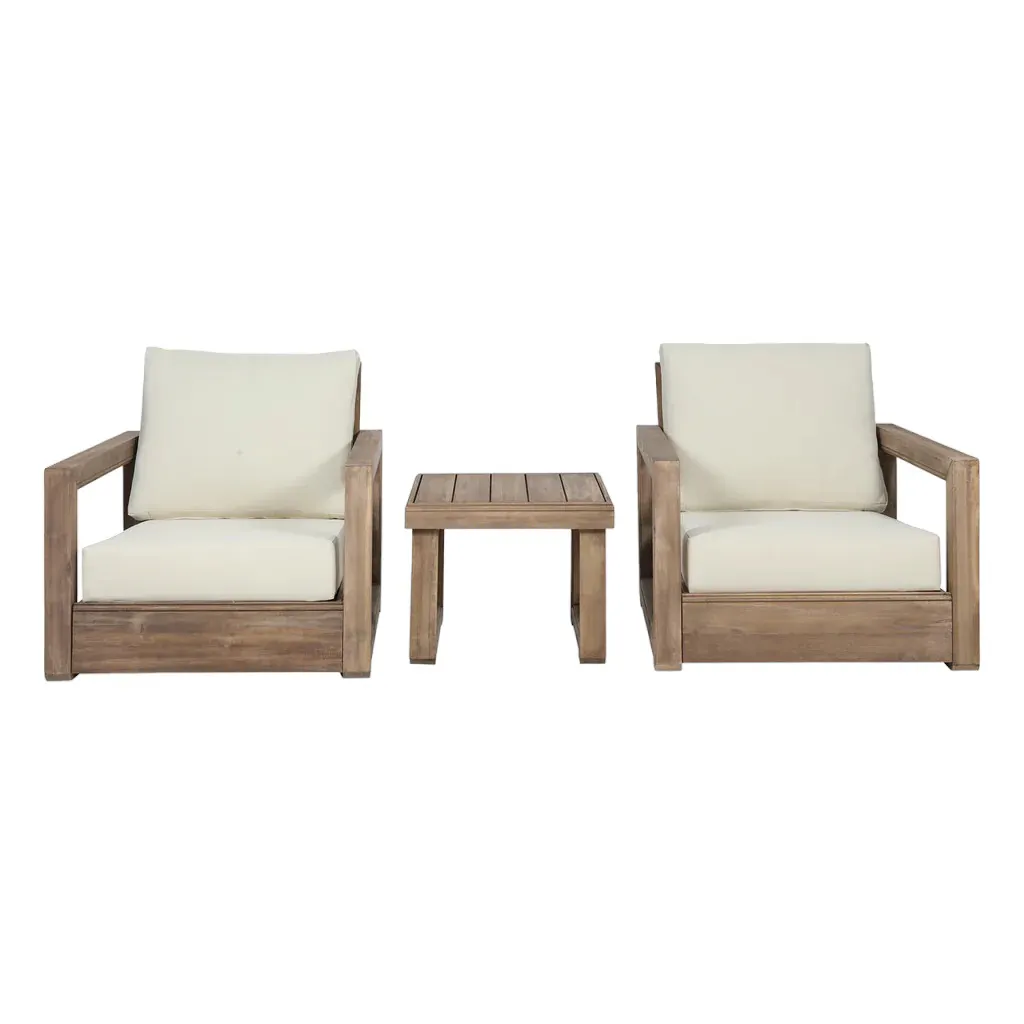 Articoli caldi stile minimalista Set di mobili da esterno in legno di Teak massello sedia con tavolino da caffè