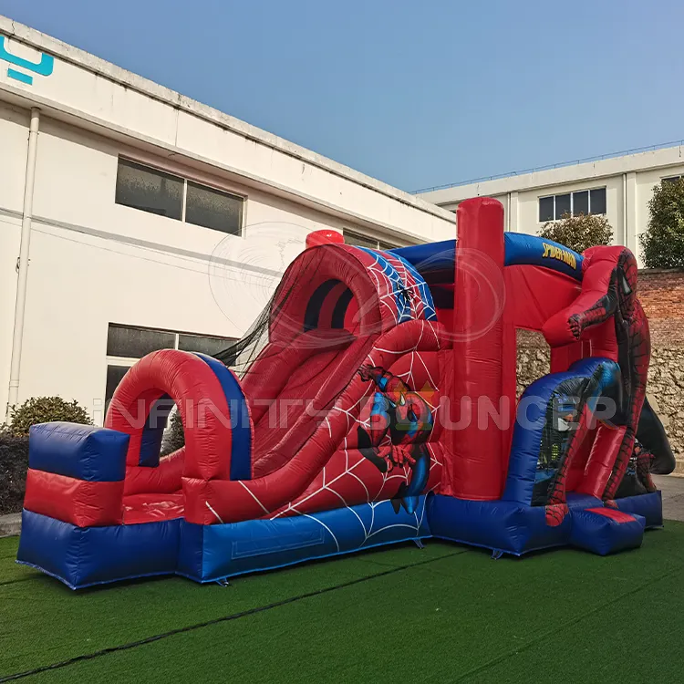 Castillo inflable que rebota Spider Man 4 en 1 combo Spiderman casa inflable que rebota con tobogán