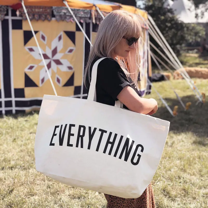 Tote in tela di cotone con logo stampato personalizzato per borse da donna