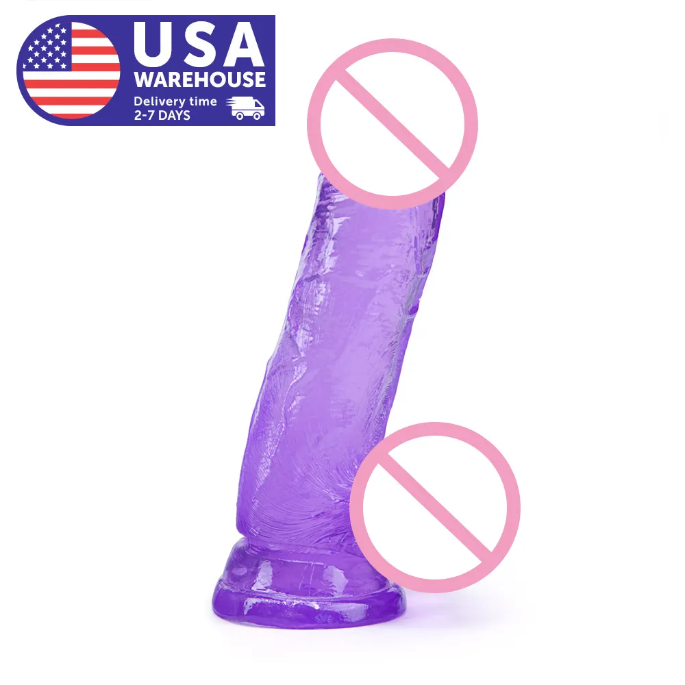 US Warehouse G Spot Dildo di gelatina realistico con forte ventosa flessibile morbido pieghevole pene anale giocattoli adulti del sesso per le donne