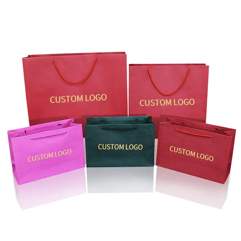 Recyclable Custom Brand Special Paper Shopping Bags Luxury Gold Hot Stamping Packaging Bags For Momen's Clothing