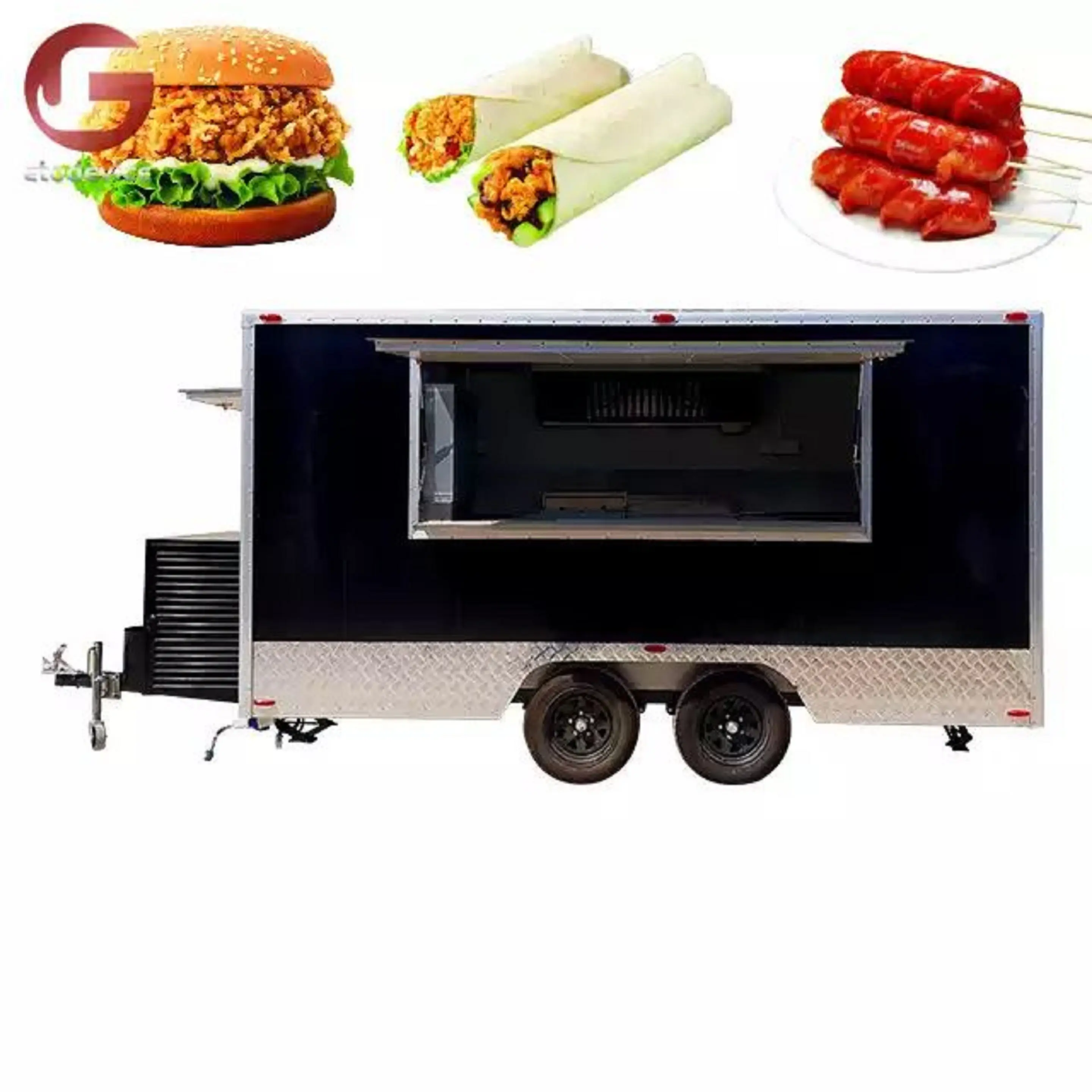 American Popular Street Outdoor Fast Food carrelli Crepe Food truck con Snack mobile kitchen