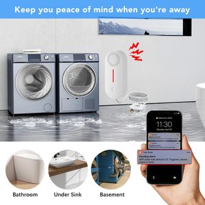 Daytech 100dB Wifi Tuyaスマート製品サウンドとライトウォーターイマージョンセキュリティアラーム水漏れセンサーホーム検出 - Product Image 5