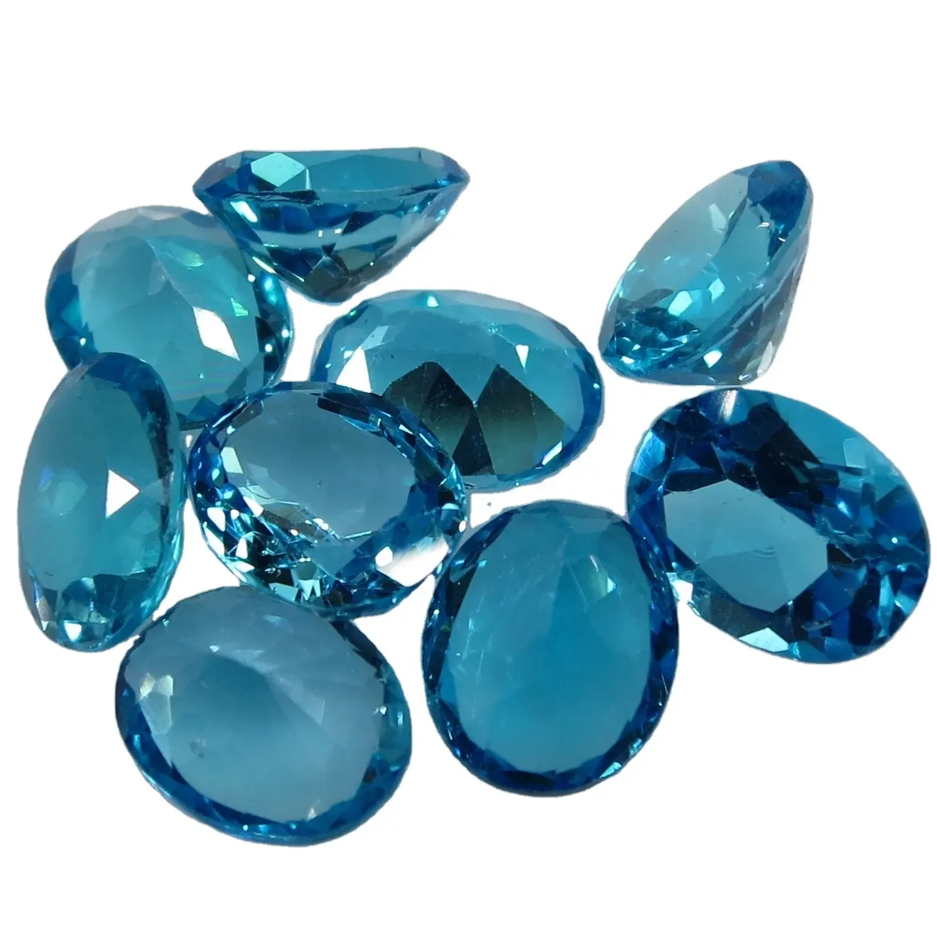 Piedra de corte ovalado de Topacio Azul suelto natural para ajustar el corte fino transparente al mejor precio de la India