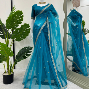 Yumuşak ağ ve Mono Bangalore ipekten yapılmış sarees üstün kumaşlar karmaşık işçilik ve münhasırlık vurgulayın. - Product Image 1