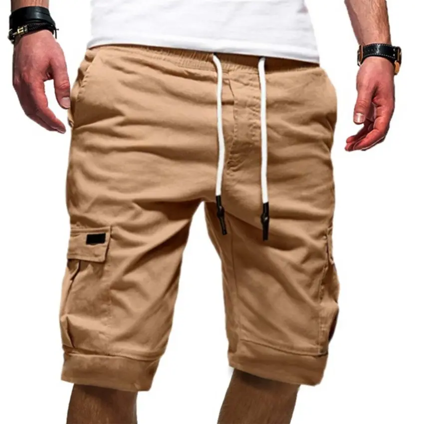 Мужские шорты модные однотонные шорты-карго мужская одежда на шнуровке повседневные брюки с несколькими карманами 2024 дышащие летние