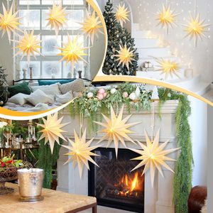 2 Bộ Thắp Sáng <span class=keywords><strong>bethlehem</strong></span> giấy sao đèn lồng Trắng giáng sinh <span class=keywords><strong>bethlehem</strong></span> Đèn trang trí gấp phẳng <span class=keywords><strong>Xmas</strong></span> sao treo Chụp đèn - Product Image 4