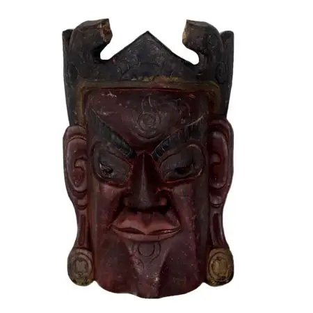 Figura decorativa hecha a mano de madera antigua, estatua colgante con cara de Dios Tribal, estatua para decoración del hogar, artículos de regalo