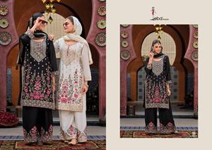 Nakış iş üst dijital baskı ile zarif Chinon Dupatta Plazo Set düğün resepsiyonları ve geleneksel etkinlikler için mükemmel - Product Image 3