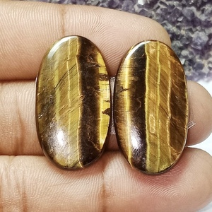 Doğal çift demir kaplan akik gevşek taş kaplan akik cabochon için küpe toplu fiyat akik taş sanat ve dekorasyon için - Product Image 4