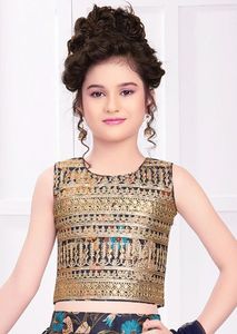 现成设计师丝绸<span class=keywords><strong>Lehenga</strong></span> <span class=keywords><strong>Choli</strong></span>儿童和女孩印度开斋节派对服装