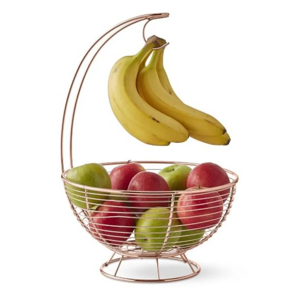 Miglior qualità in filo di metallo tessuto banana titolare design attraente cesto di conservazione della frutta per stoviglie cesto di frutta a buon prezzo
