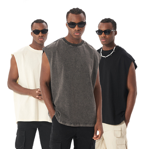 High Quality Washed Tank Top Oversized Custom T Shirts Cut Off Sleeve Shirt Sleeveless <strong>Tee</strong> T-shirt - Product Image 5