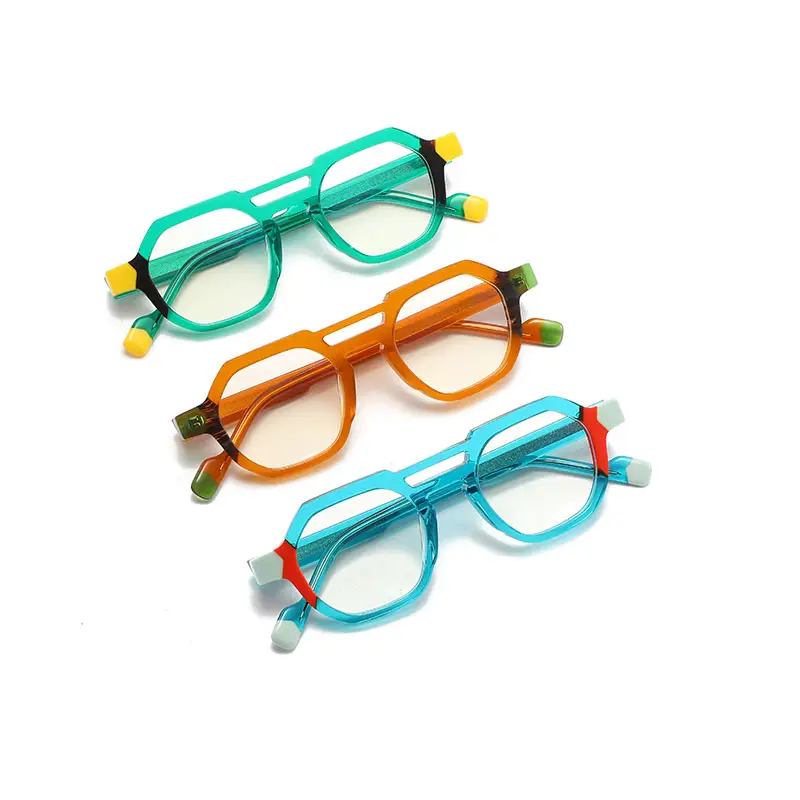 Montura de gafas de acetato coloridas cuadradas de gran tamaño con logotipo personalizado para hombre, monturas de gafas ópticas de acetato