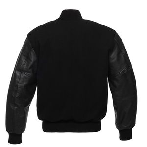 Özel lüks siyah üniversite ceketleri ceket erkek deri kol Letterman varsity ceket erkekler için