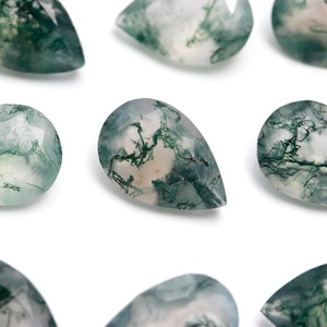 AAA sınıf doğal Moss akik taşı Faceted armut kesim kalibre boyutu yeşil takı yapımı için özelleştirilmiş taş toptan fiyat - Product Image 2