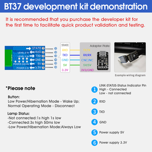 Módulo Bluetooth BLE5.2 UART, transmisión AT, comandos, distancia de 181,6 M, tamaño pequeño, 1,02ua, energía ultrabaja, bajo costo, BLE5.2 - Product Image 5