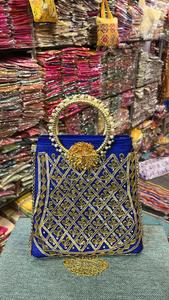 Latest Indian Handmade Exclusive Gota Pati Design Clutch Handbag Cotton Lining Tote <strong>Bag</strong> for Women at Best Price - Product Image 4