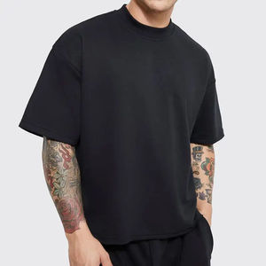 100% コットンメンズ特大アスレチックTシャツ通気性ルースフィットプラスサイズビッグトールカスタムロゴデジタル印刷ソリッドパターン - Product Image 4