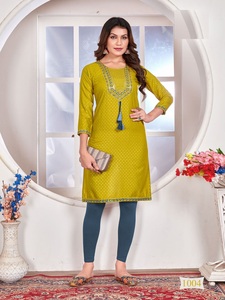 New Catalog Rayon 14kg Foil Print with Zari and Sequence and Embroidery, <strong>Dori</strong> Work Kurt I <strong>for</strong> Online <strong>Sale</strong> - Product Image 2