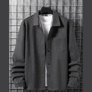 男式法兰绒夹克衬衫保暖拉丝格子衬衫夹克定制标志男式夏尔巴羊毛衬里夹克