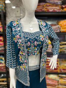 <strong>New</strong> Party Wear Look Jacket Blouse And <strong>Lehenga</strong> for Adults Bollywood Party and Indian Pakistani Wedding for Adults