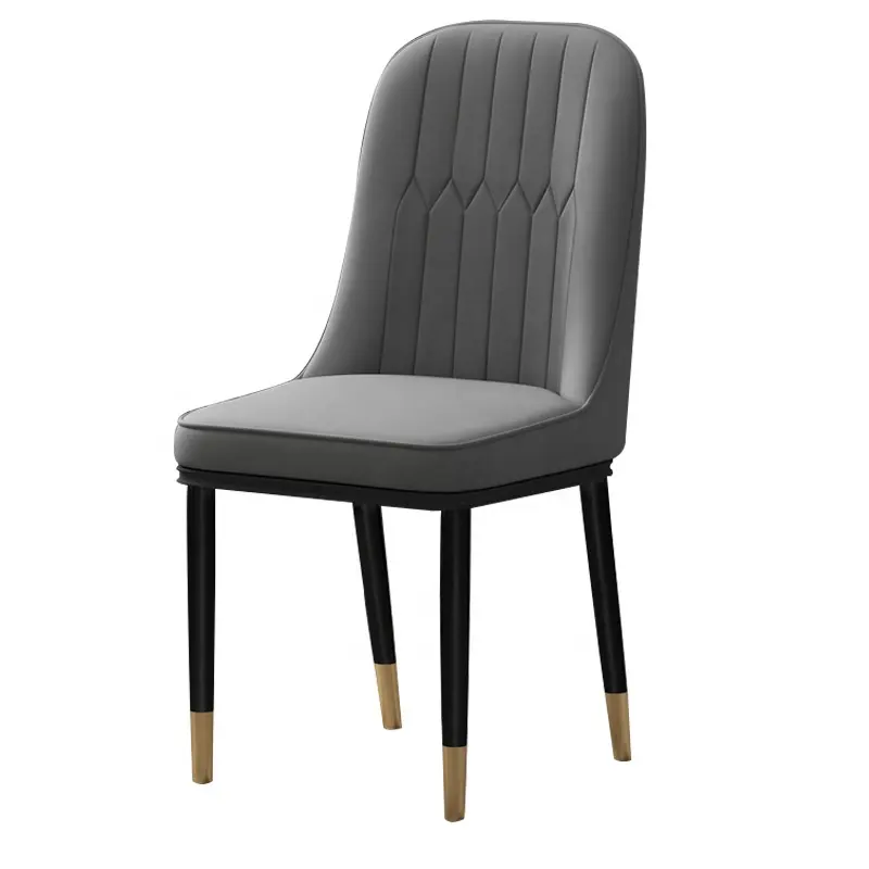 Langfang 도매 제조 업체 현대적인 새로운 디자인 노란색 식탁 의자 가죽 식탁 의자 고급 금속 가죽 식탁 의자