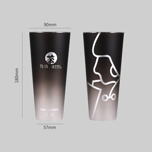 Custom 12Oz 16Oz 24Oz Hard <span class=keywords><strong>Cup</strong></span> Bubble Theekop Regenboog Frosted Holografische Pp Injectie Plastic Binnenstickering - Product Image 1