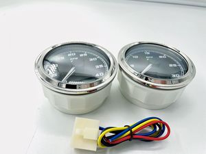 Sunfine 85mm Electrical 30 or 80 <strong>RPM</strong> <strong>Black</strong> Face <strong>White</strong> LED Tachometer with Hour Meter for Marine - Product Image 3