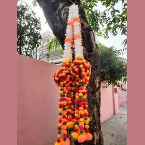 Multicolor Pompom Ball Hanging Hanging <strong>String</strong> with Pompom Balls Festive Pompom Door <strong>String</strong> For Decoration - Product Image 4