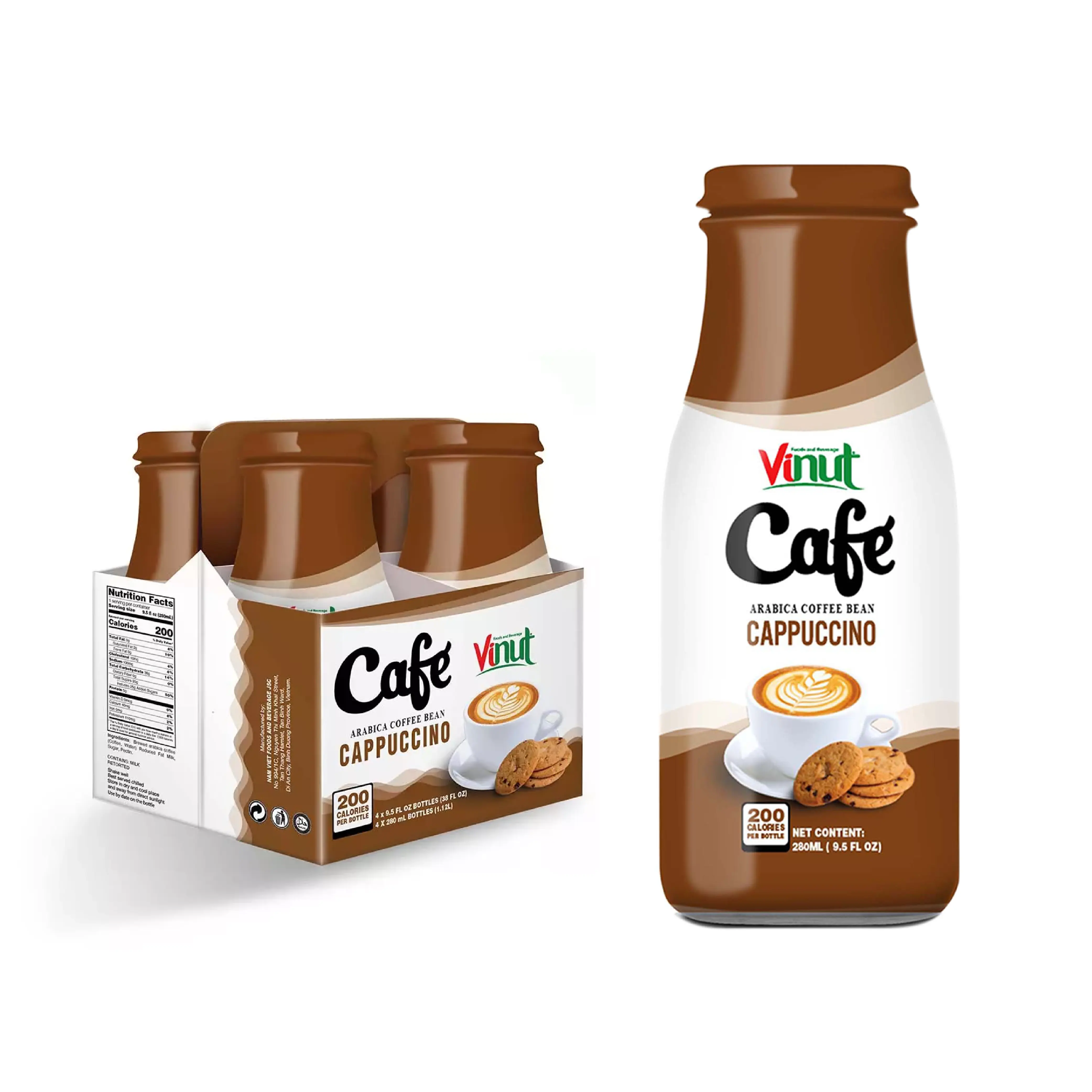 Bevanda al caffè Cappuccino (chicco di caffè Arabica) 280ml campione gratuito di vendita calda, Private Label, fornitori all'ingrosso (OEM, ODM)