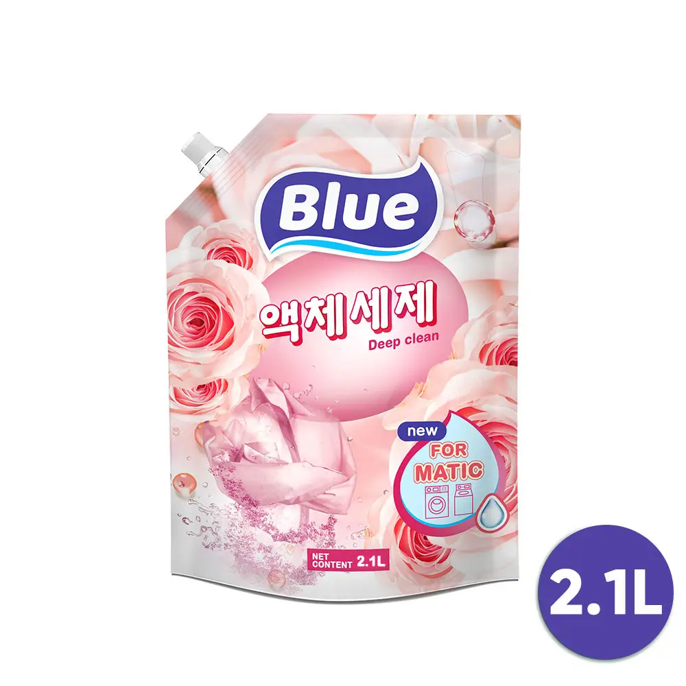 高品質ブルーマティックディープクリーンランドリー洗剤液体-香水-ポーチ-2.1L