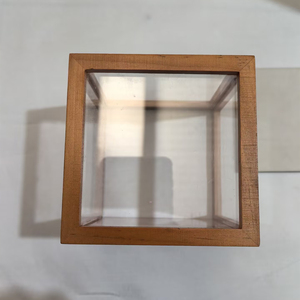Caja de exhibición de vidrio de 6 caras Cubo de madera con paredes transparentes Caja de almacenamiento cuadrada Marco de madera apilable Vitrina de tamaño personalizado - Product Image 2
