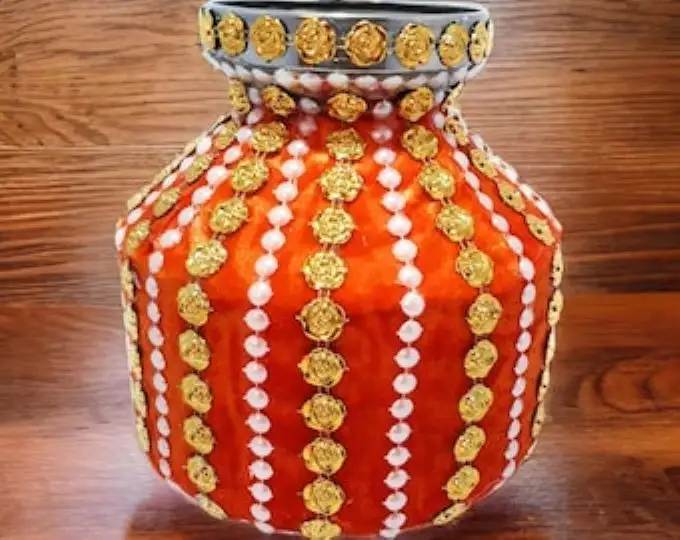 Kalash decorativo in rame puro per Pooja German Silver Kalash, Pot chande Plain Lota Sangli Kalasha per Puja (200gm)