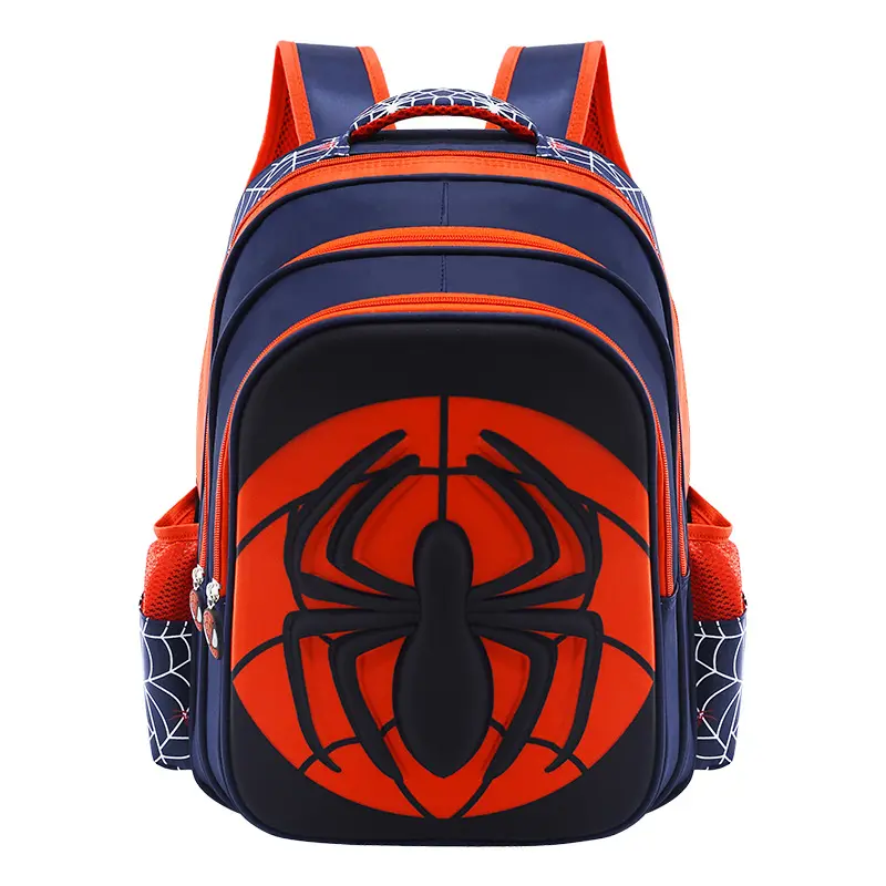 Mochila transpirable resistente al desgaste y a la carga para niños, Bolsa Escolar con estampado de Spiderman y dibujos animados
