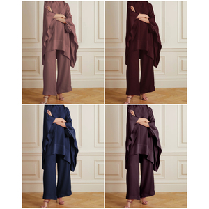 Kadınlar için iki parçalı Set Minimalist şık Flowy ve kadınsı Kaftan zahmetsiz stil için eşleşen pantolon iki parçalı kıyafet ile Set - Product Image 1