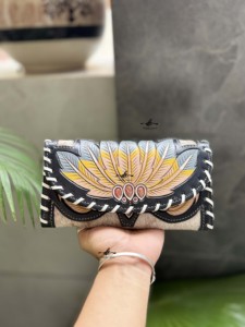 2025 xu hướng sản phẩm Tay dụng cụ khắc da ly hợp điện thoại trường hợp thẻ phong cách da bò lông Ví đa sử dụng phương Tây Ví - Product Image 5