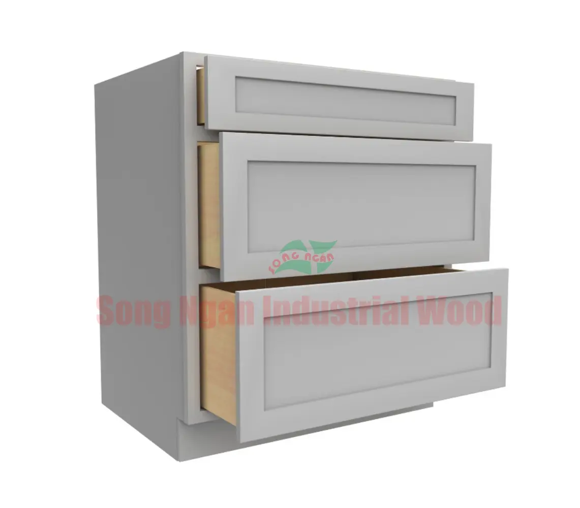 Armadietti da cucina di lusso MDF compensato grigio incorniciato Shaker Cabinet collezione elegante per la vendita all'ingrosso e il progetto