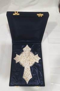 Handmade Metal White &amp; Gold Textured 9&quot; <strong>Cross</strong> Wall Hanging <strong>Cross</strong> I Metal Antique Holy <strong>Cross</strong> Supplier India - Product Image 5