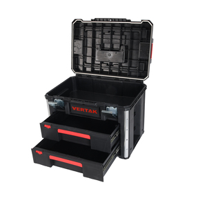 Vertak两抽屉工具箱，用于小零件和电动工具附件重型双抽屉工具组织器