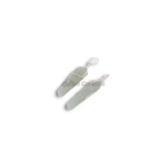 Abordable Vert Aventurine Argent Fil Enveloppé Pendentif Cristal Fournisseur Cristaux Pierres de Guérison Reiki Guérison Acheter Online Store