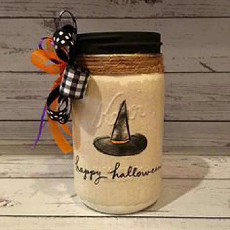 Affordable Witch Hat on Halloween Jars Light Brown Sticker Enamel Kitchen Utensils Accessories Bulk Hanging Ornaments Artisans