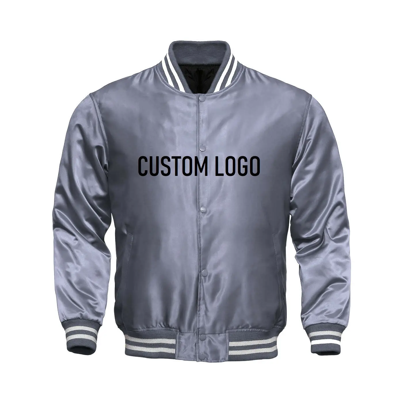 Chaqueta de béisbol de satén más vendida chaqueta Varsity de color sólido de alta calidad personalizada chaqueta Varsity de satén de moda para hombres