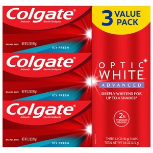 Wholesale <strong>Colgate</strong> Optic White Advanced Whitening Toothpaste - Icy Fresh - 3.2oz for best market <strong>price</strong> - Product Image 2