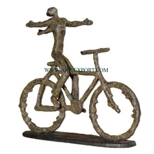 人間と自転車のデザインモダンアート手作り彫刻メーカーアルミニウム新しい外観パターン彫刻売れ筋 - Product Image 1