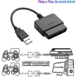 PS2控制器到USB适配器转换器，兼容PS1/PS2控制器游戏手柄，适用于PS3/PC控制器，无需驱动程序 - Product Image 5