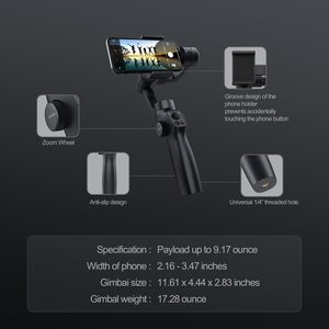 กิมบอลกันสั่น2S สำหรับสมาร์ทโฟน3แกนอุปกรณ์ติดตามใบหน้ามือถือ - Product Image 5