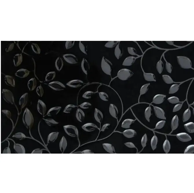 Azulejo de cerámica de pared y suelo con estampado floral y acabado negro brillante de primera calidad a la venta a precios bajos