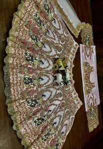 Elegante Lehenga Choli moda indio pakistaní codificación lentejuelas corte trabajo y máquina trabajo de perlas fijas con Cancan & Canvas Patta