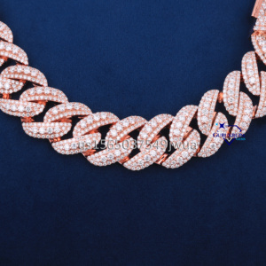 Miami Cuban 20mm 3 Rows Vvs Lab Grown Diamond 14k Solid Rose Gold Iced Out <strong>Big</strong> Round Custom Lock Cuban Link <strong>Chain</strong> for Men - Product Image 4